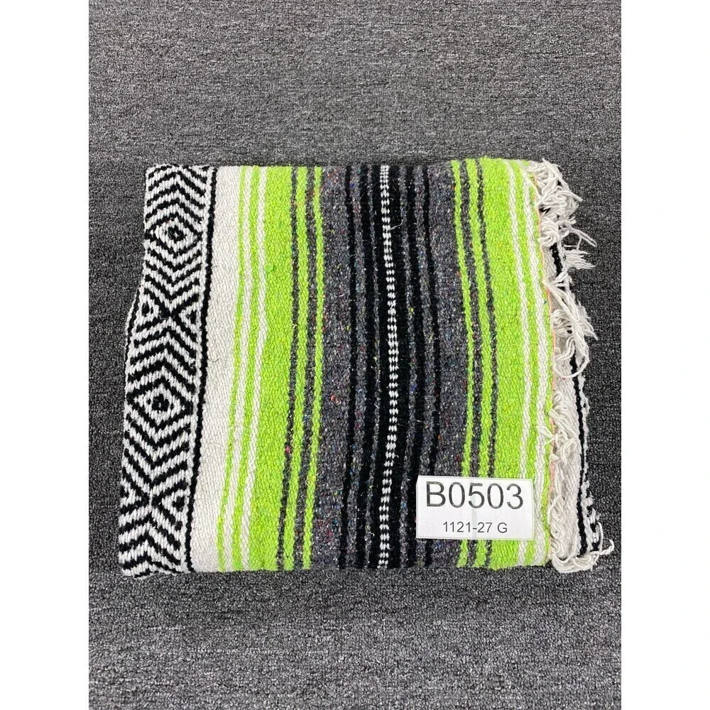 Vintage Navajo Style Hand Made Mexican Blanket with Fringes Frank’s Multicolor